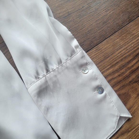 Zara Satin Feel Button Up Ivory Blouse Small - Picture 5 of 5